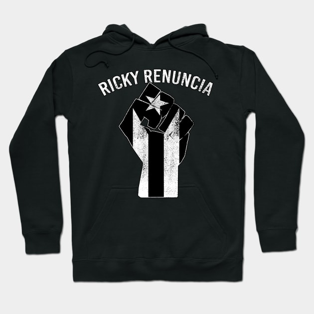 Ricky Renuncia Bandera Negra Puerto Rico Flag Fist Hoodie by McNutt